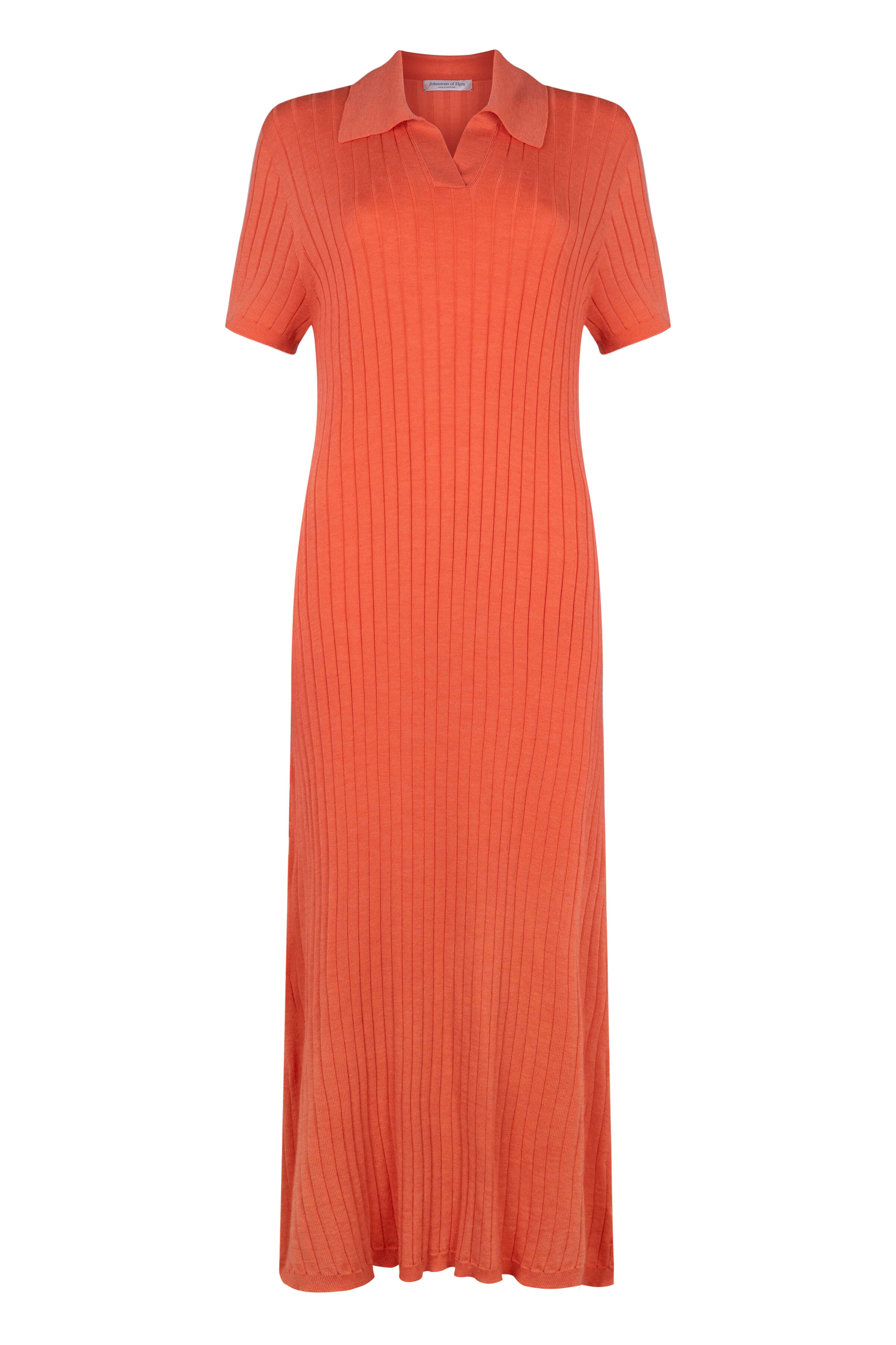 Superfine Merino Ribbed Orange Polo Shirt Dress Superfine Merino Ribbed Orange Polo Shirt Dress