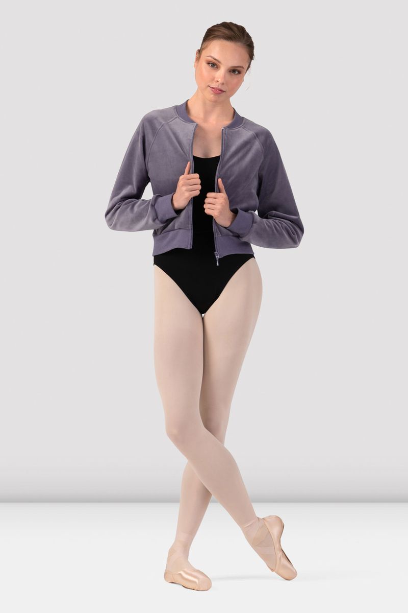 BLOCH Ladies Amanda Velvet Bomber Jacket, Dusty Lavender BLOCH Ladies Amanda Velvet Bomber Jacket, Dusty Lavender