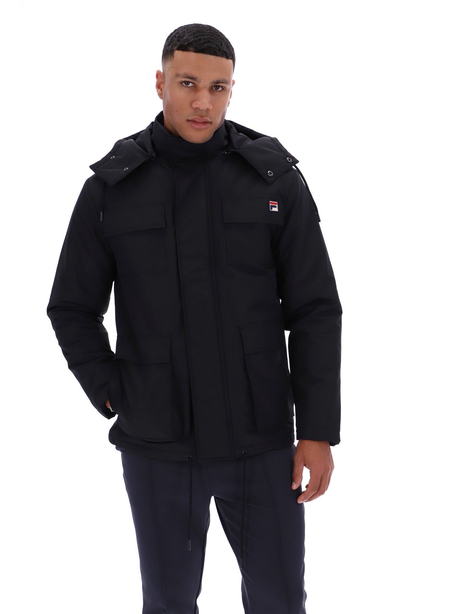 Black Liam Cargo Padded Jacket Black Liam Cargo Padded Jacket