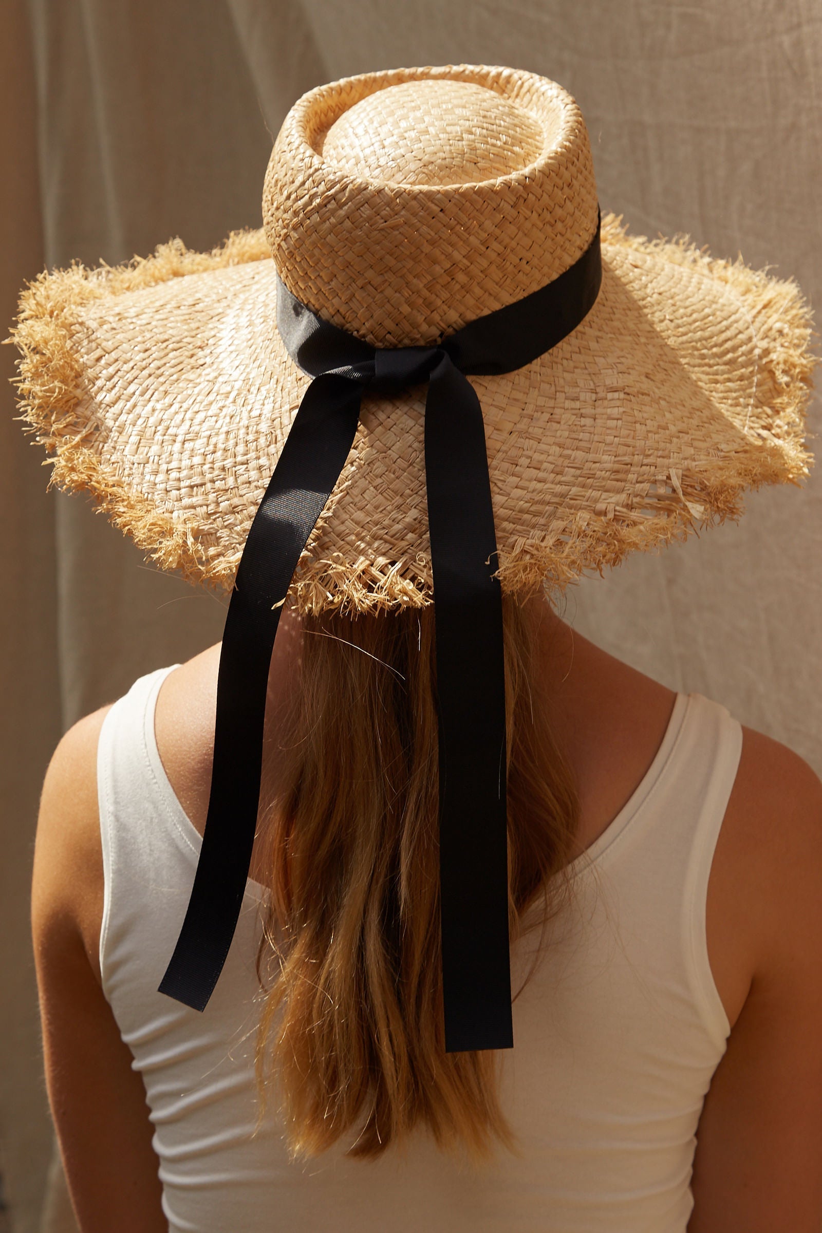 Louche Lorraine Wide Brimmed Ribboned Straw Hat Louche Lorraine Wide Brimmed Ribboned Straw Hat