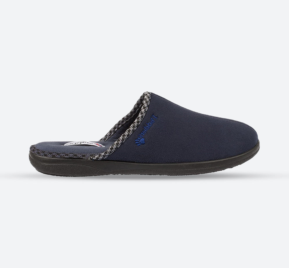 Mens Wide Fit Padders Luke Mule Slippers, Navy E Mens Wide Fit Padders Luke Mule Slippers, Navy E