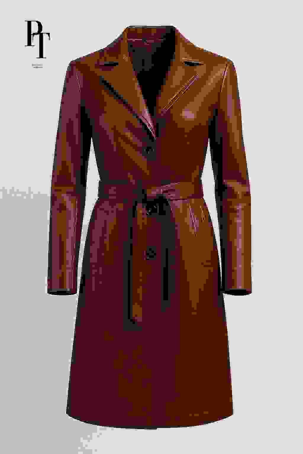Prestige Tannery Brown Leather Trench Coat Prestige Tannery Brown Leather Trench Coat
