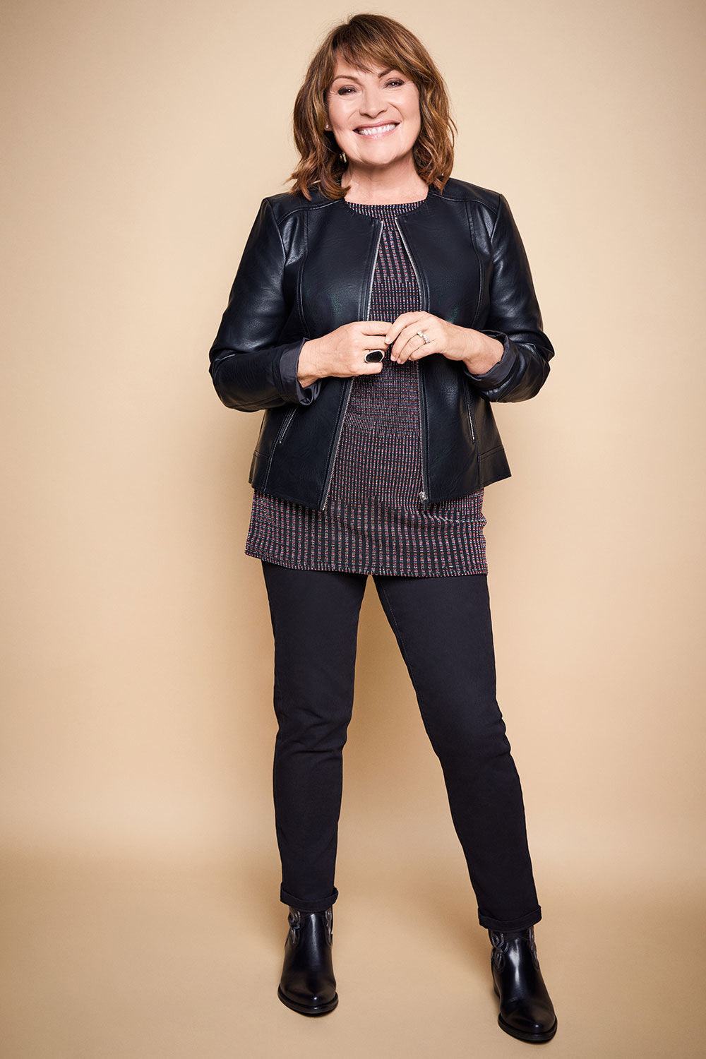 Bonmarche Black Faux Leather Collarless Jacket, Size: One Size