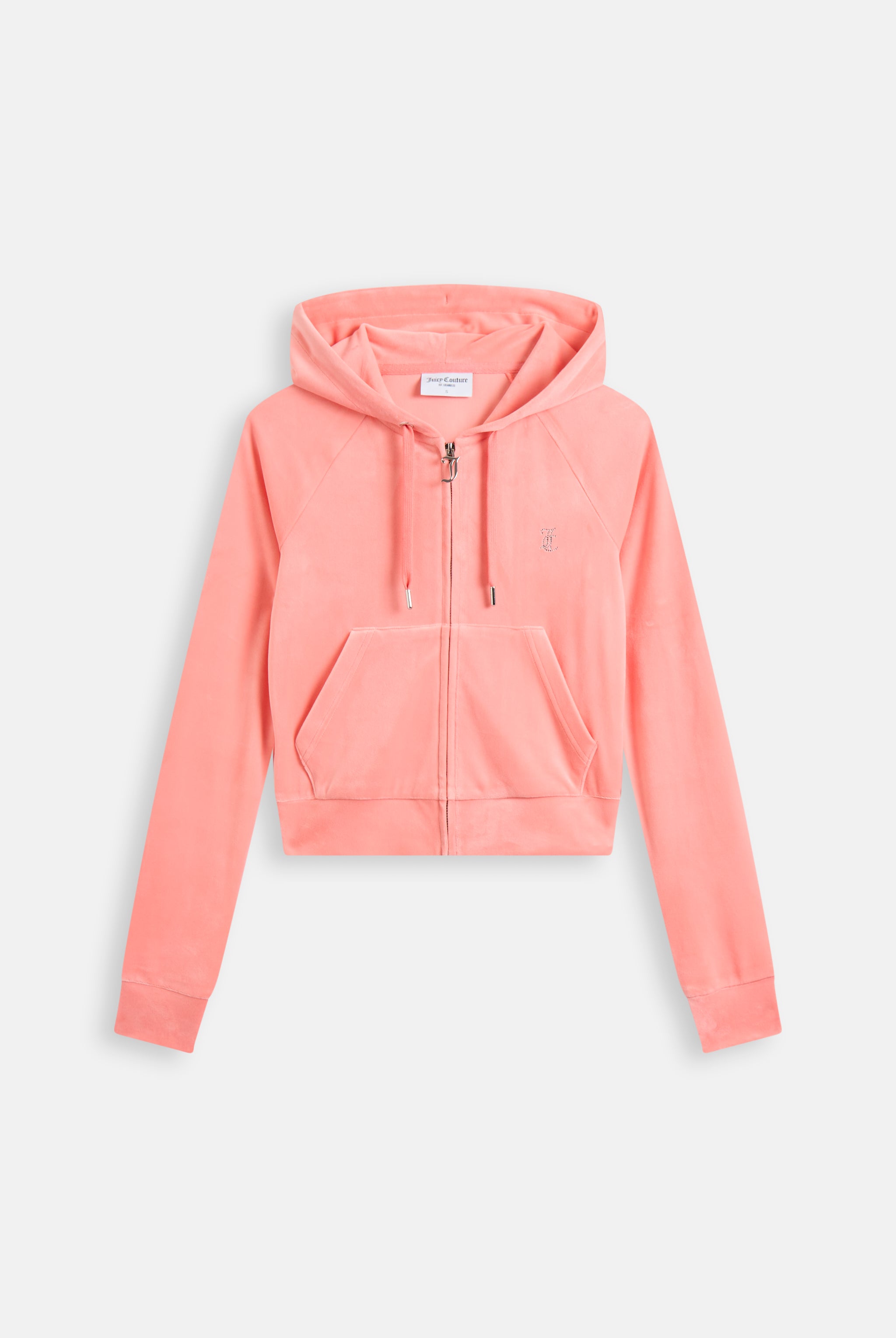 GEORGIA PEACH DIAMANTÉ VELOUR ZIP-THROUGH HOODIE – X Orange GEORGIA PEACH DIAMANTÉ VELOUR ZIP-THROUGH HOODIE – X Orange