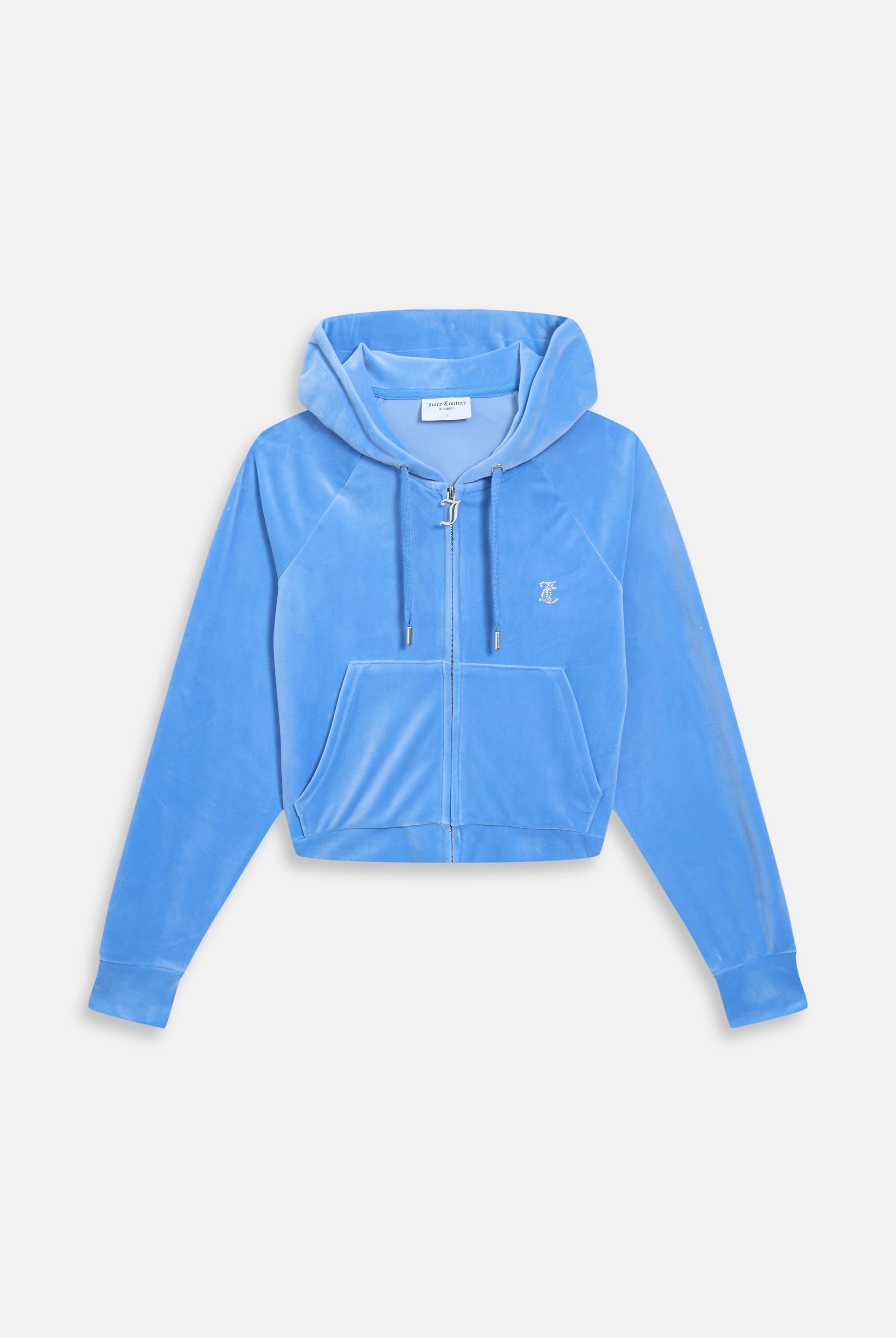WASHED REGATTA DIAMANTÉ VELOUR ZIP-THROUGH HOODIE – M Blue