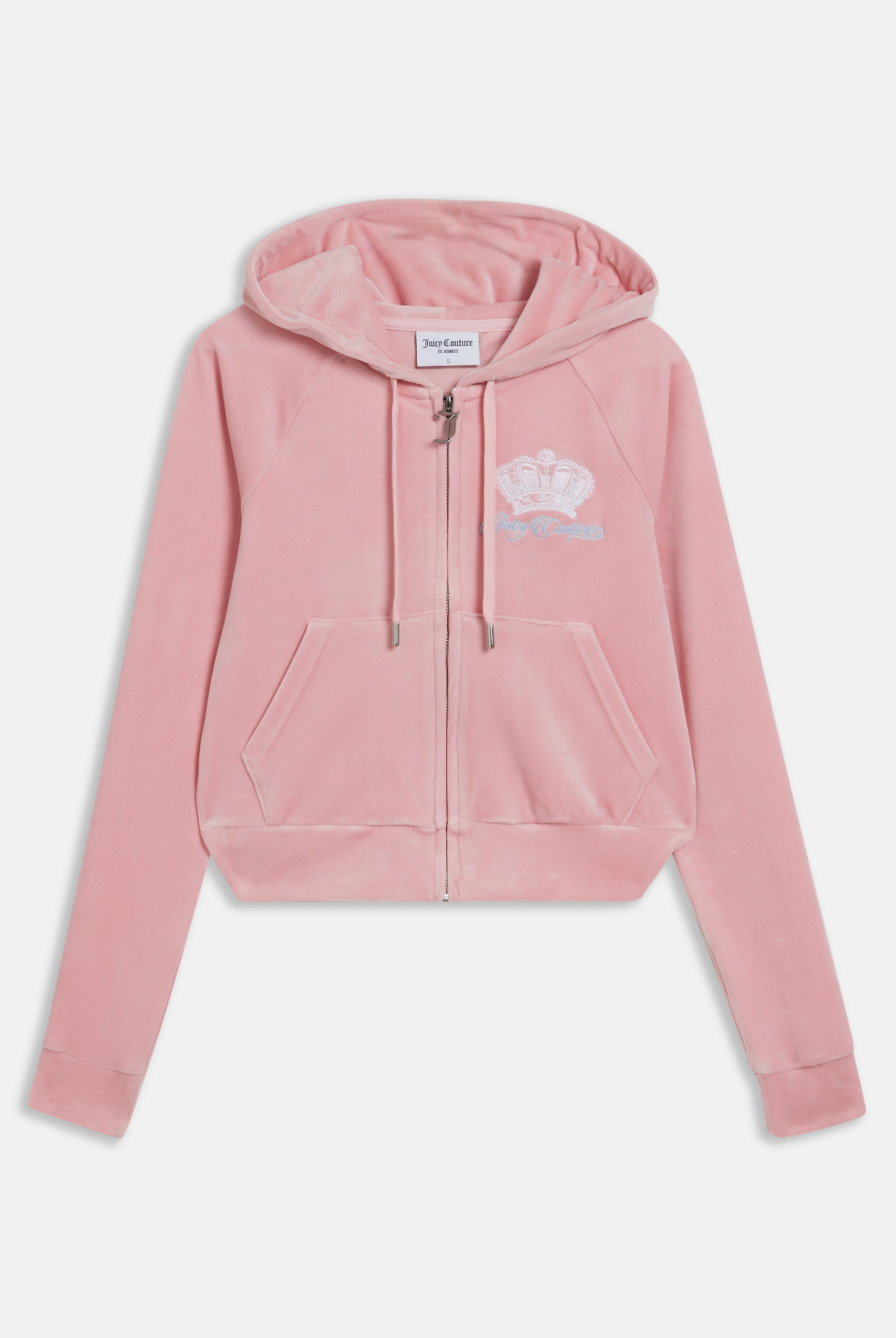 JUICY PINK CROWN EMBROIDERED VELOUR ZIP-THROUGH HOODIE – Pink JUICY PINK CROWN EMBROIDERED VELOUR ZIP-THROUGH HOODIE – Pink