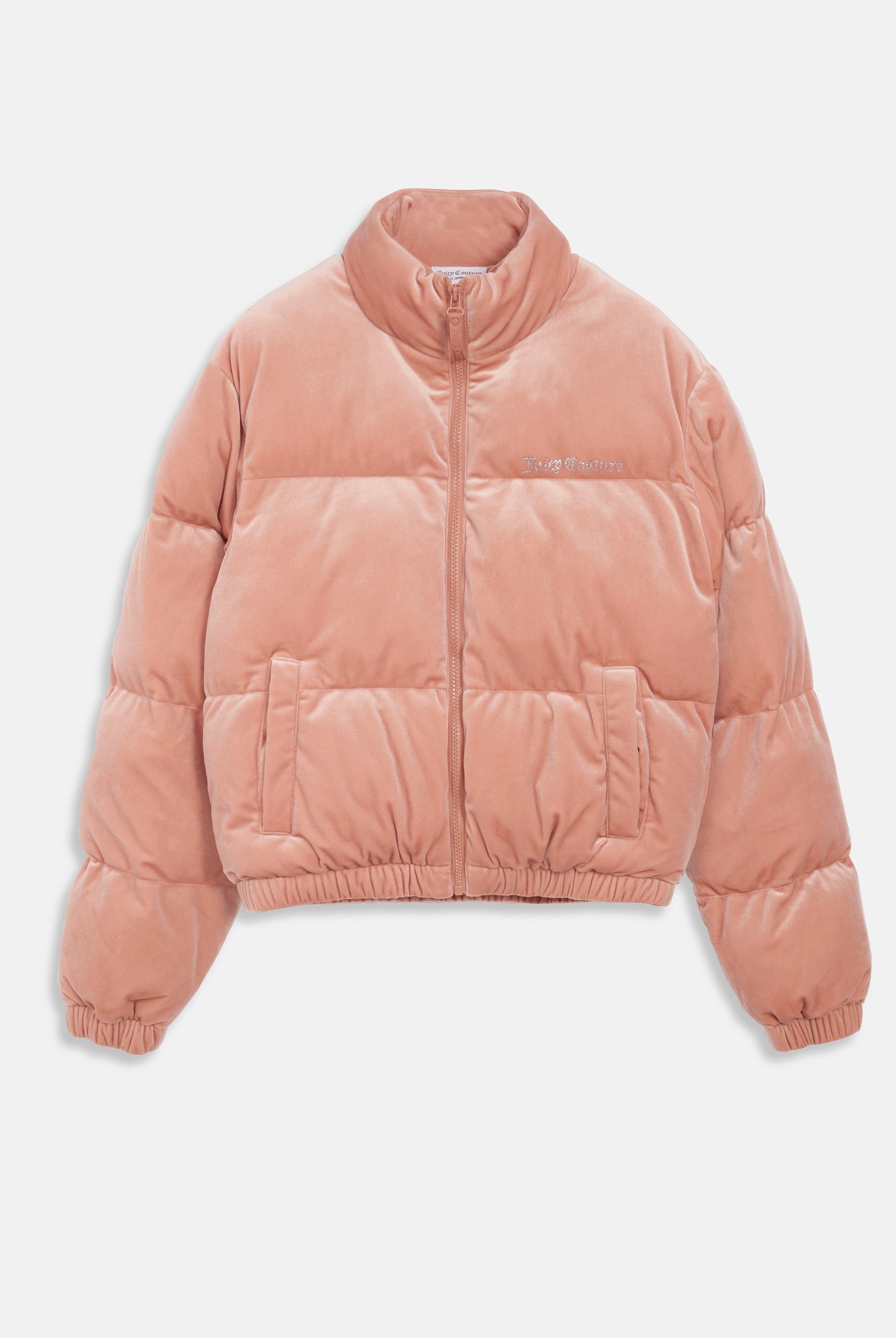 CAFE AU LAIT VELOUR DIAMANTÉ PUFFER JACKET – X Brown CAFE AU LAIT VELOUR DIAMANTÉ PUFFER JACKET – X Brown