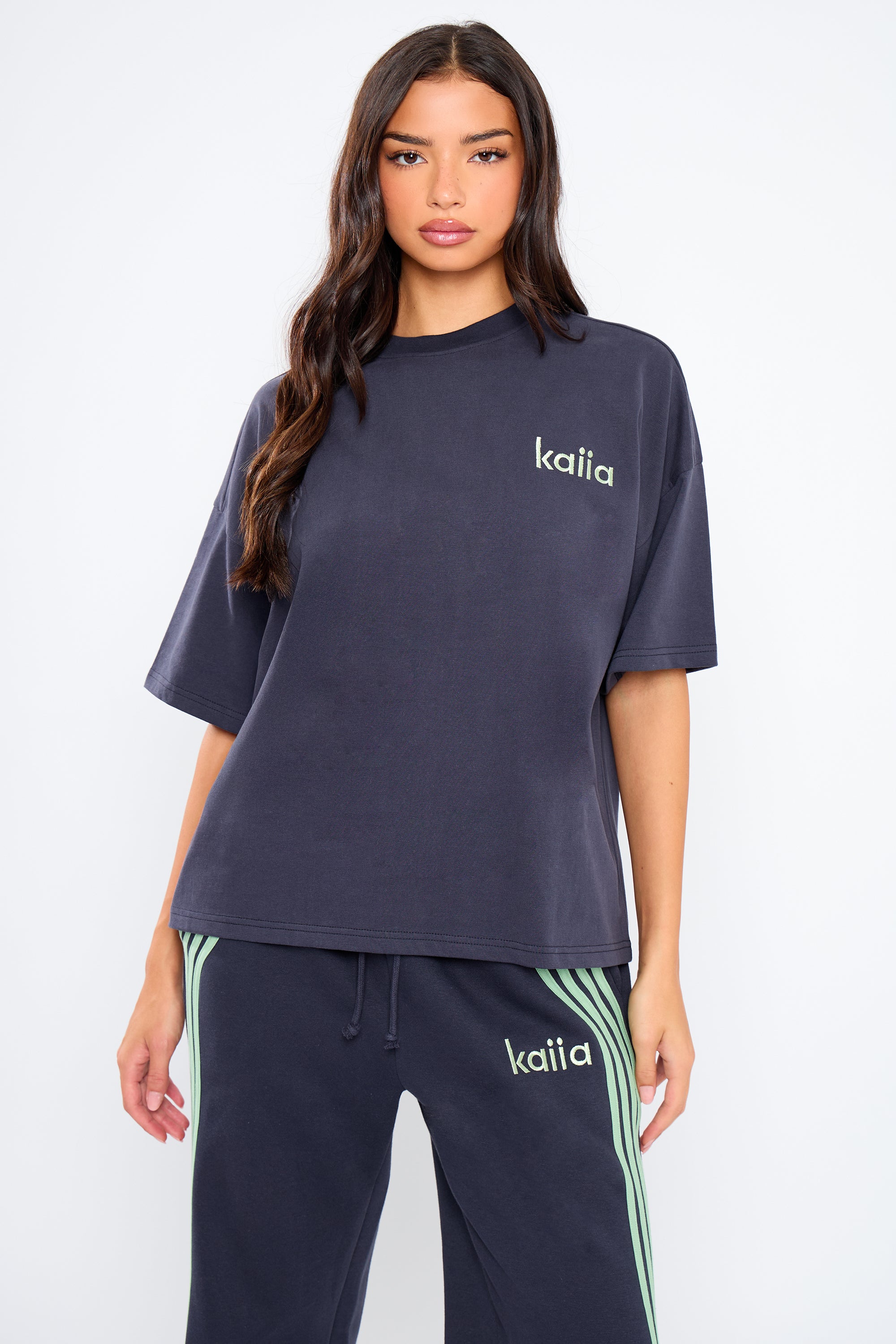 Kaiia Oversized Shirt Navy & Jade Green Kaiia Oversized Shirt Navy & Jade Green
