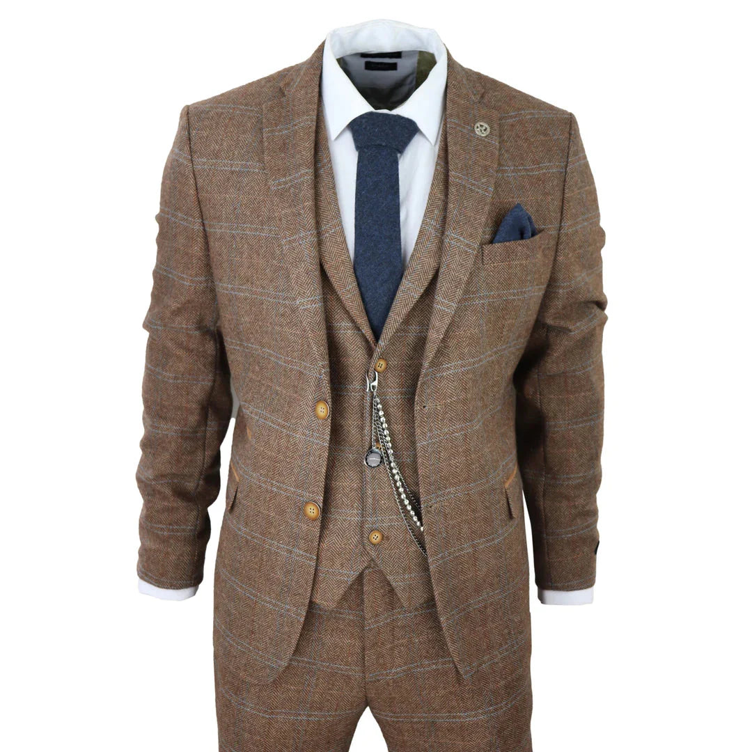 STZ – Men’s Piece Suit Wool Tweed Herringbone Tan Brown Blue Check s Gatsby Formal Dress Suits – ” Jacket ” Trousers STZ – Men’s Piece Suit Wool Tweed Herringbone Tan Brown Blue Check s Gatsby Formal Dress Suits – ” Jacket ” Trousers