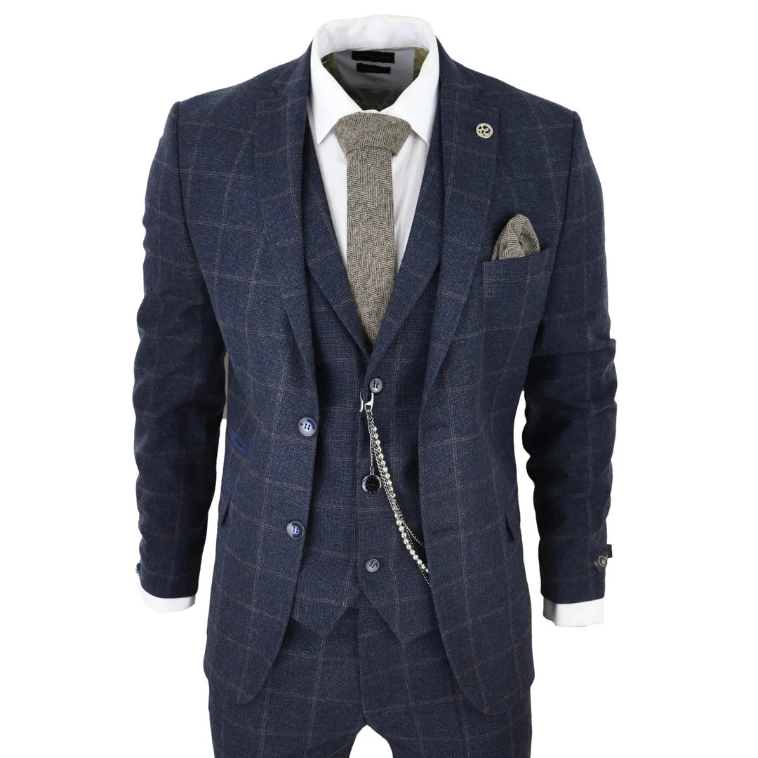 STZ – Men’s Piece Suit Wool Tweed Navy Blue Brown Check s Gatsby Formal Dress Suits – ” Jacket ” Trousers STZ – Men’s Piece Suit Wool Tweed Navy Blue Brown Check s Gatsby Formal Dress Suits – ” Jacket ” Trousers