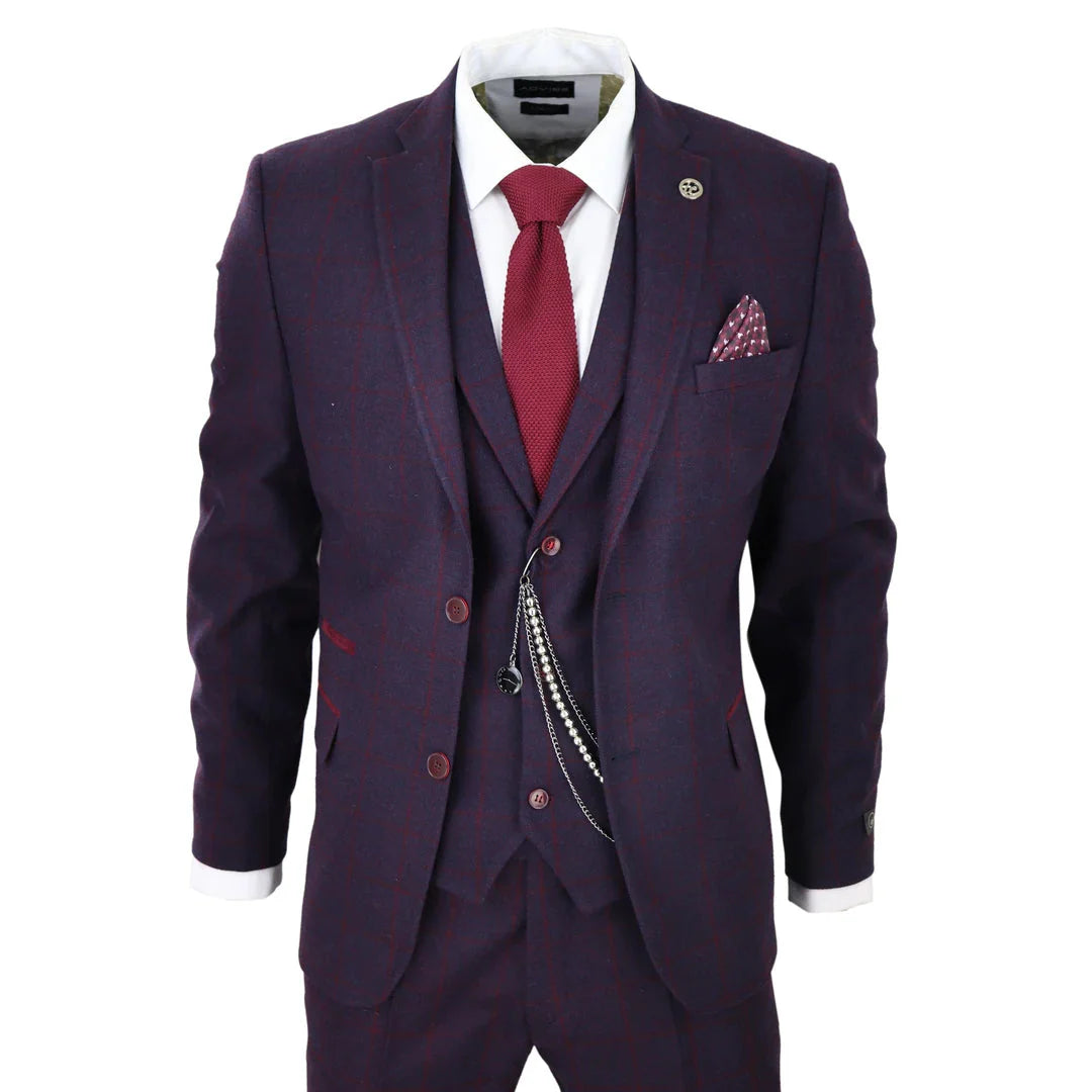 STZ – Men’s Piece Suit Wool Tweed Plum Wine Check s Gatsby Formal Dress Suits – ” Jacket ” Trousers STZ – Men’s Piece Suit Wool Tweed Plum Wine Check s Gatsby Formal Dress Suits – ” Jacket ” Trousers