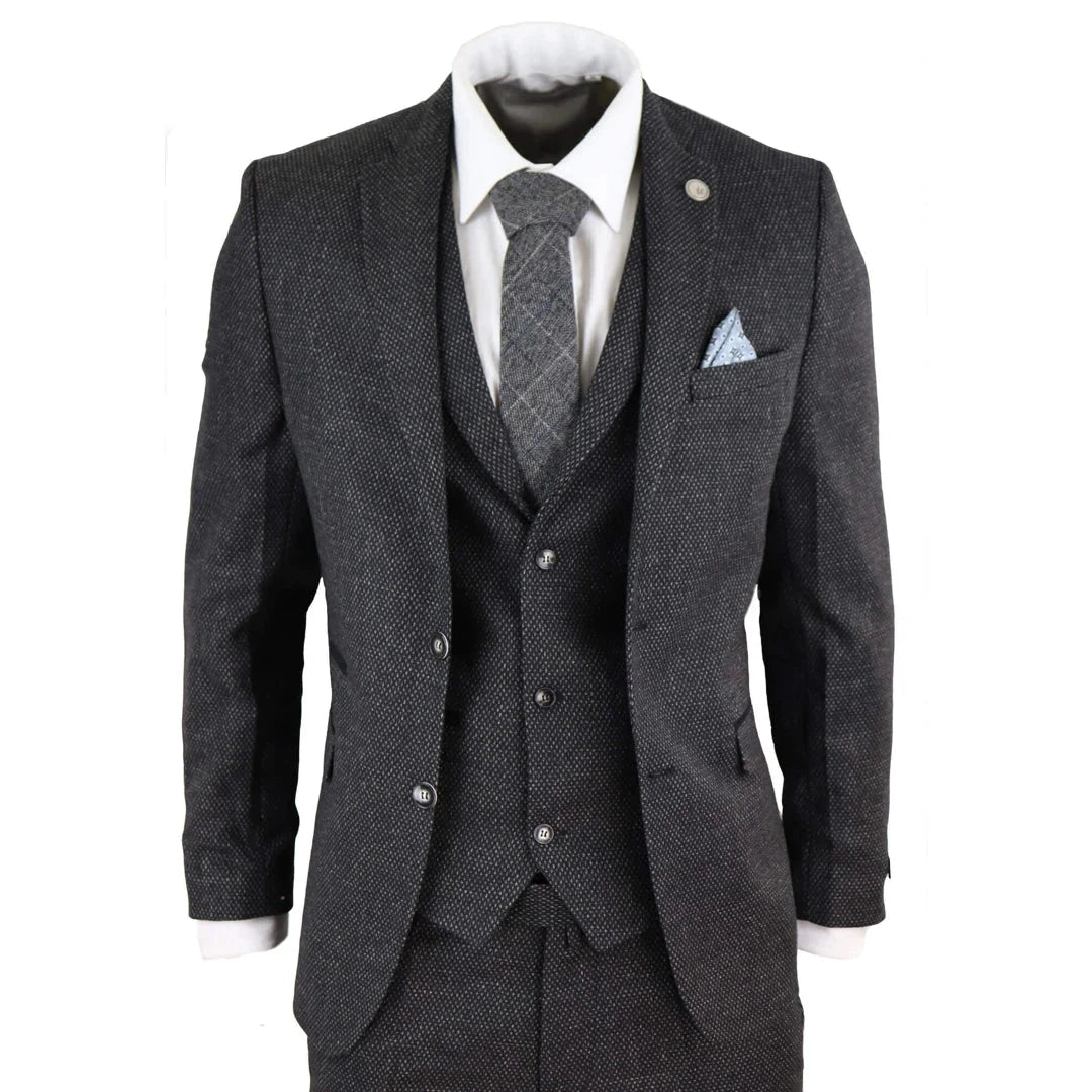 STZ – Men’s Wool Piece Suit Tweed Charcoal Black Classic – ” Jacket ” Trousers STZ – Men’s Wool Piece Suit Tweed Charcoal Black Classic – ” Jacket ” Trousers