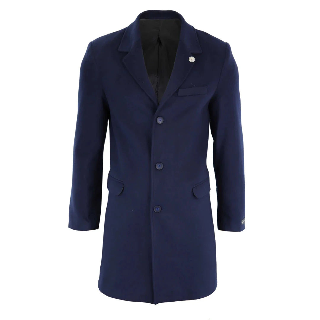 Men’s Long Overcoat Jacket Wool Feel Coat Blinders Men’s Long Overcoat Jacket Wool Feel Coat Blinders