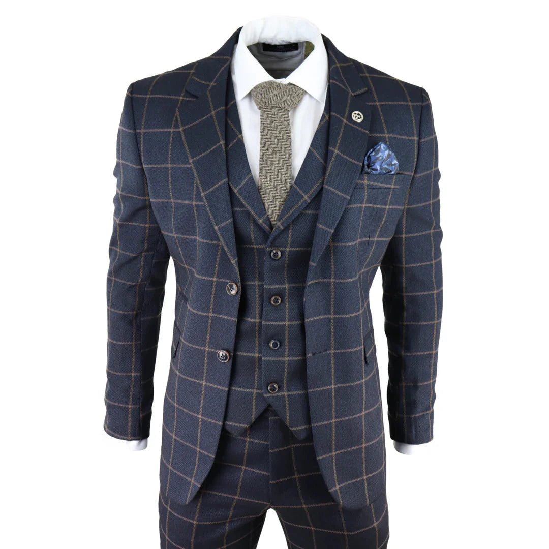 Kempson – Men’s Herringbone Tweed Navy Check Piece Wool Suit – ” Jacket ” Trousers Kempson – Men’s Herringbone Tweed Navy Check Piece Wool Suit – ” Jacket ” Trousers