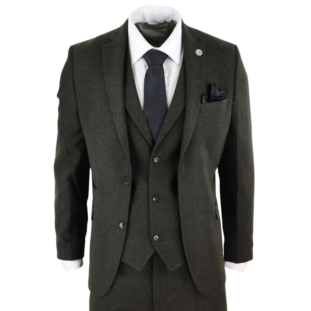 STZ – Men’s Wool Piece Suit Tweed Olive Green Black Classic – ” Jacket ” Trousers STZ – Men’s Wool Piece Suit Tweed Olive Green Black Classic – ” Jacket ” Trousers