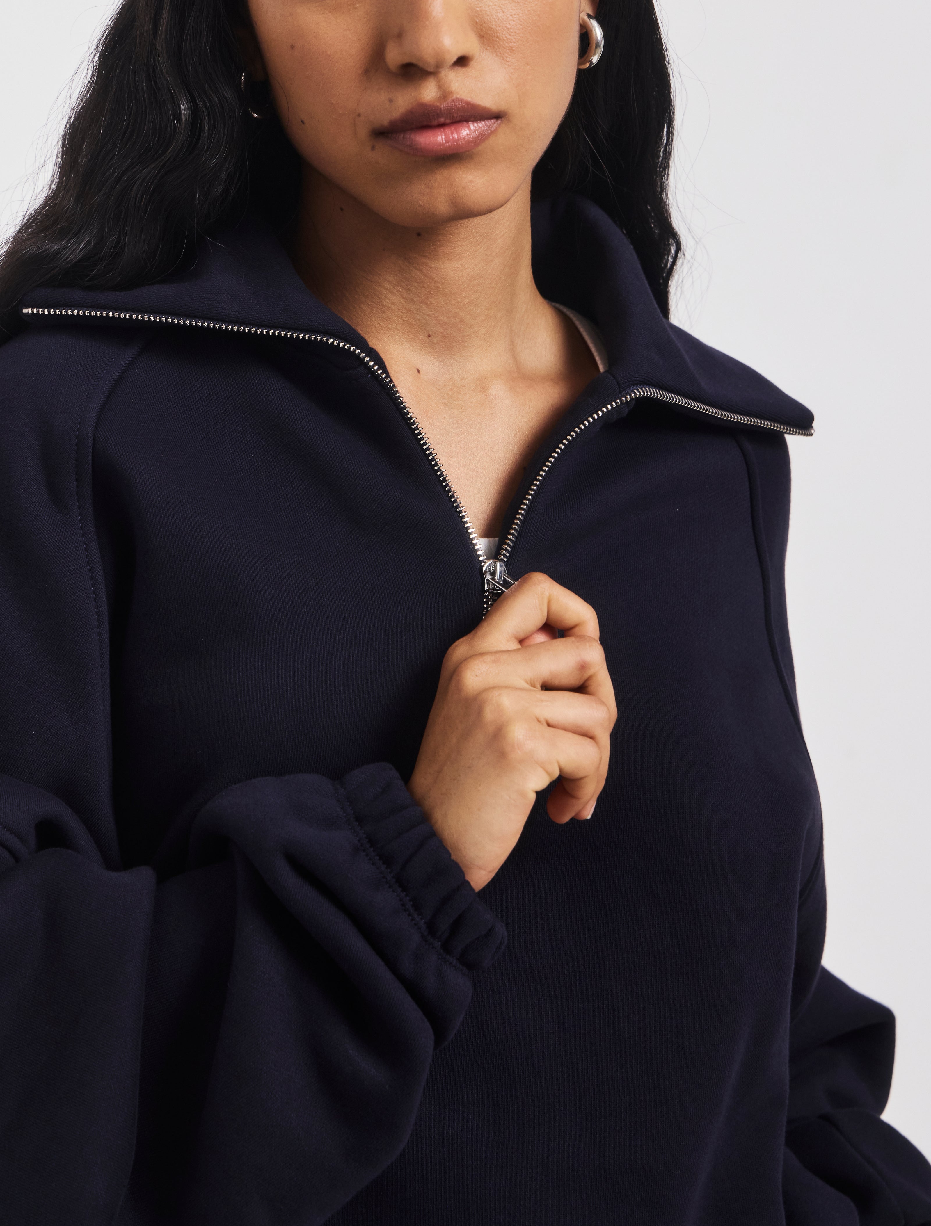 Classic Half Zip Sweatshirt in Darkest Navy – Organic Cotton Ninety Percent