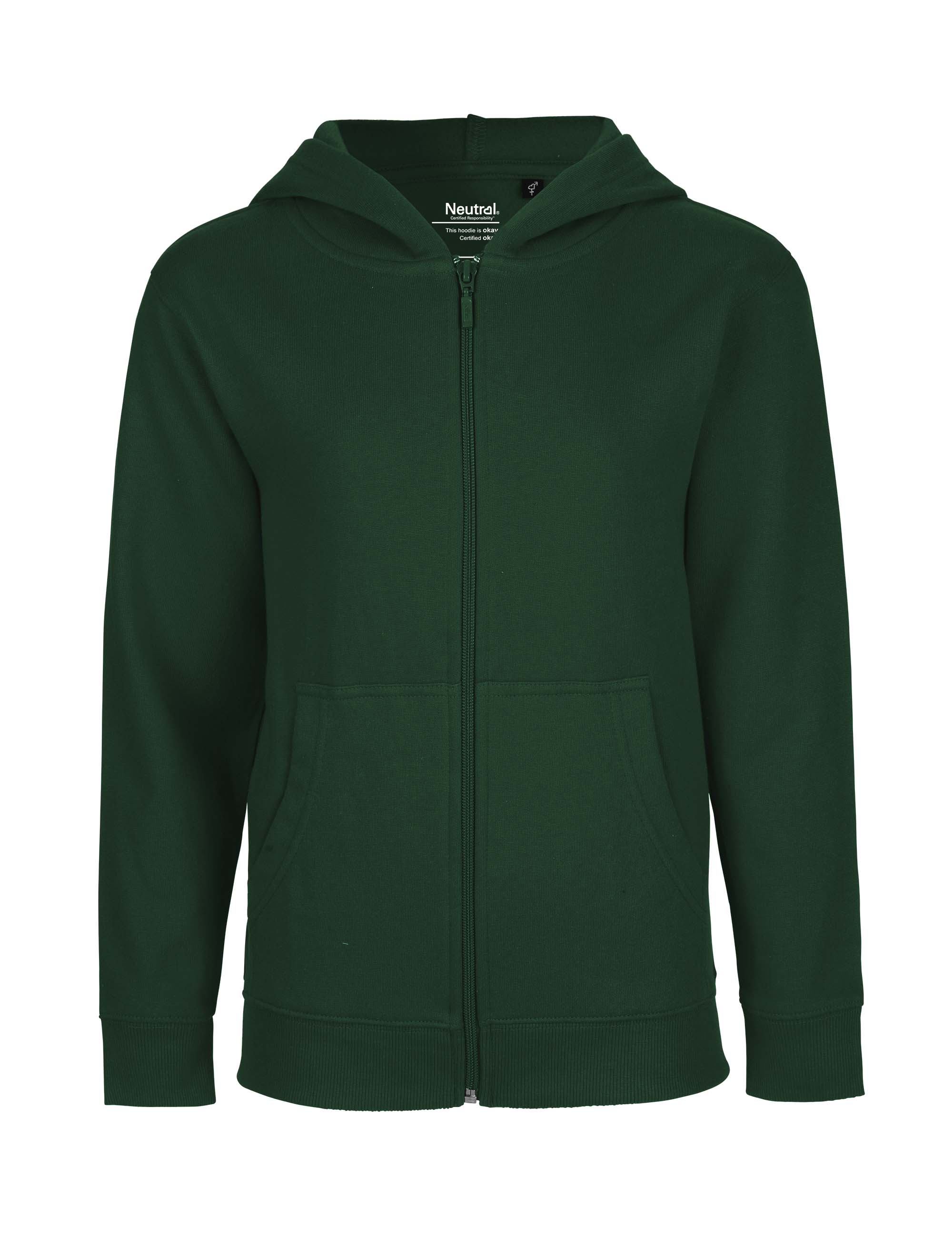Fairtrade Organic Kids Zipped Hoodie – Bottle Green Fairtrade Organic Kids Zipped Hoodie – Bottle Green