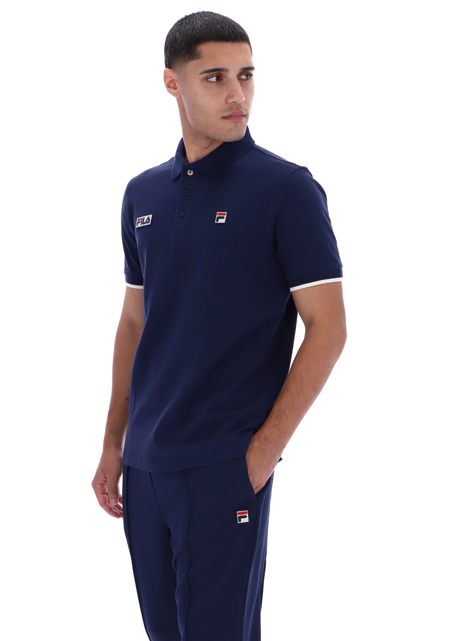 Fila Navy Pablo Three-Button Tipped Rib Polo Shirt Fila Navy Pablo Three-Button Tipped Rib Polo Shirt