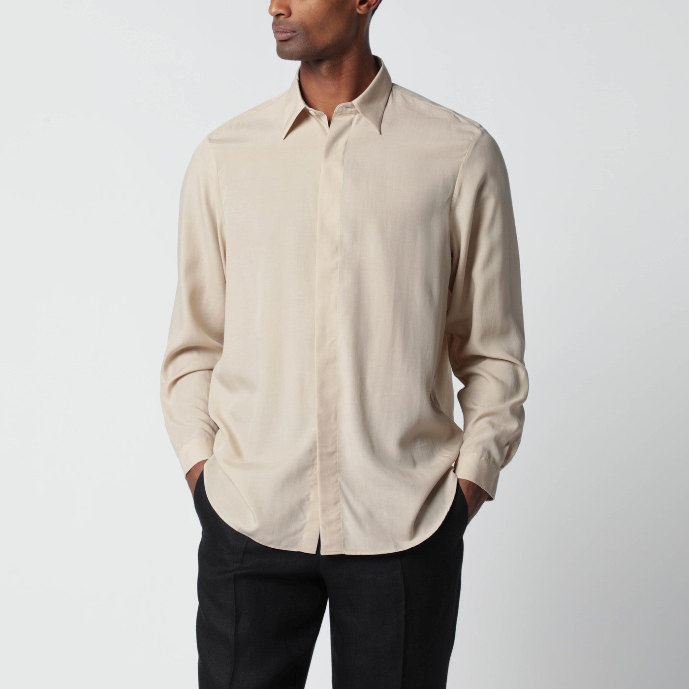 Beige linen-blend shirt Beige linen-blend shirt