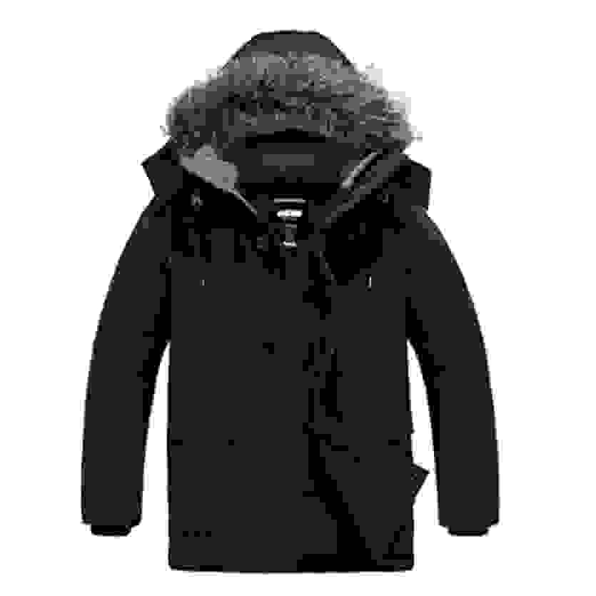 Mens Winter Puffer Coat Warm Windproof Hooded Parka Black Size L CHINMOON Mens Winter Puffer Coat Warm Windproof Hooded Parka Black Size L CHINMOON