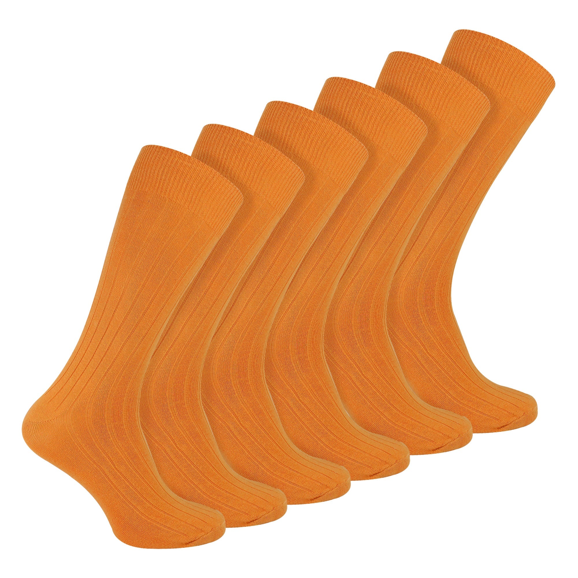Mens Plain Coloured Cotton Rich Ribbed Dress Socks – – Orange Mens Plain Coloured Cotton Rich Ribbed Dress Socks – – Orange