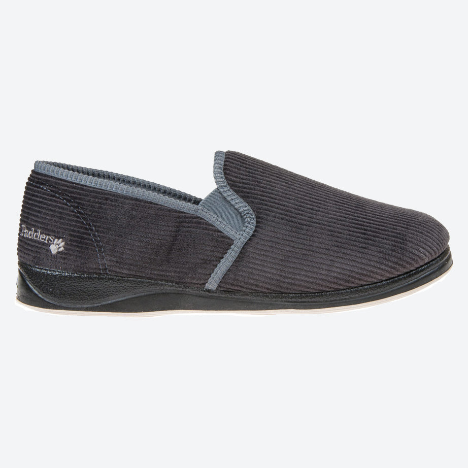 Mens Wide Fit Padders Albert Slip On Slippers, Grey E Mens Wide Fit Padders Albert Slip On Slippers, Grey E