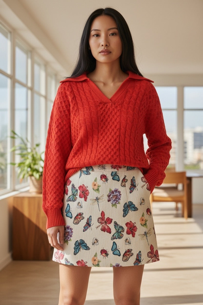 Jamie Cable Collar Jumper – Red Jamie Cable Collar Jumper – Red