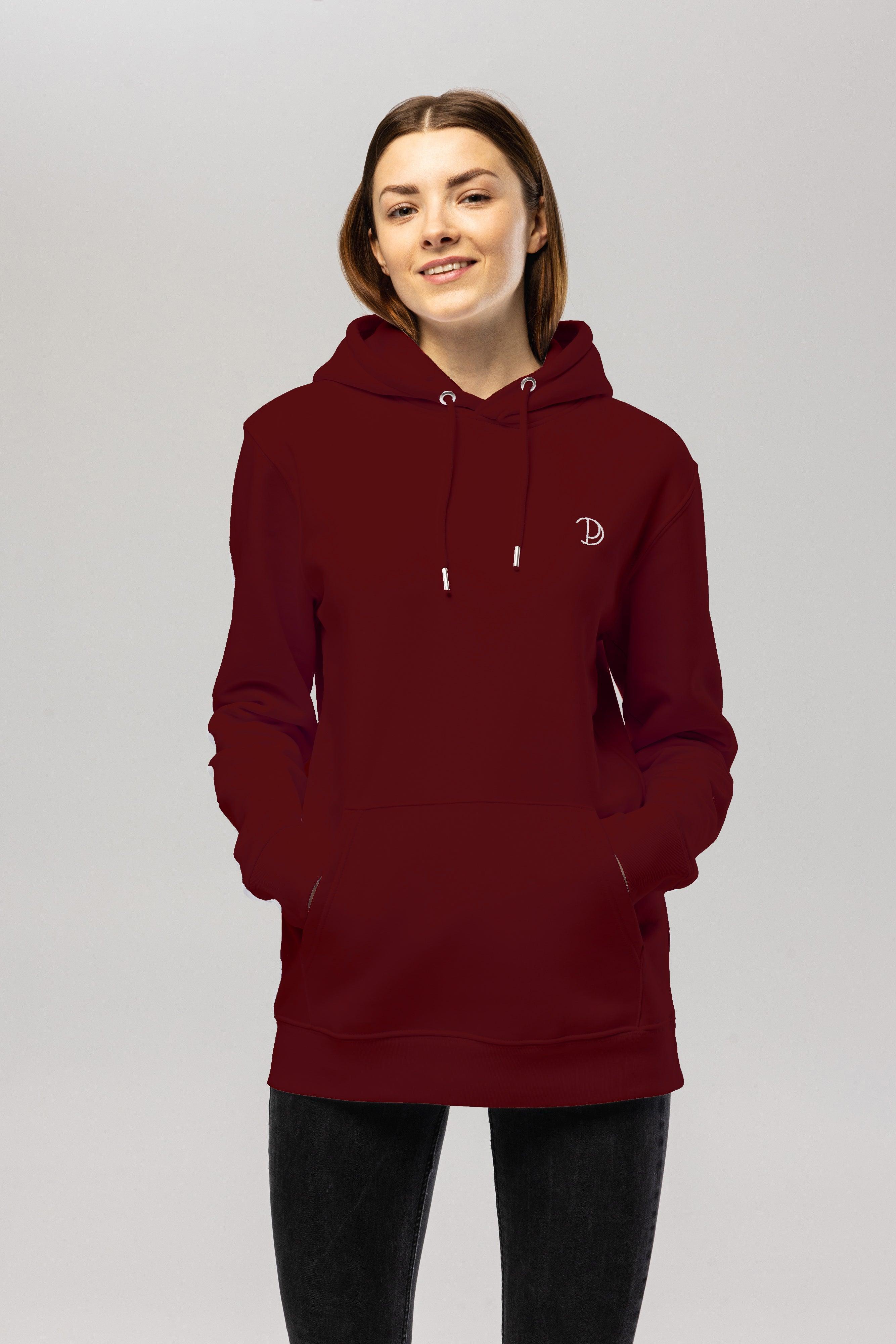 Embroidered Logo Hoodie – Burgundy Small Embroidered Logo Hoodie – Burgundy Small