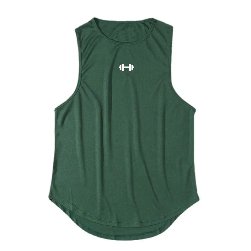 Summer Men’s Gym Tank Top Fitness Training Clothing Quick-drying Loose Bodybuilding Sleeveless Shirt Men Fashion Basketball Vest – green X No