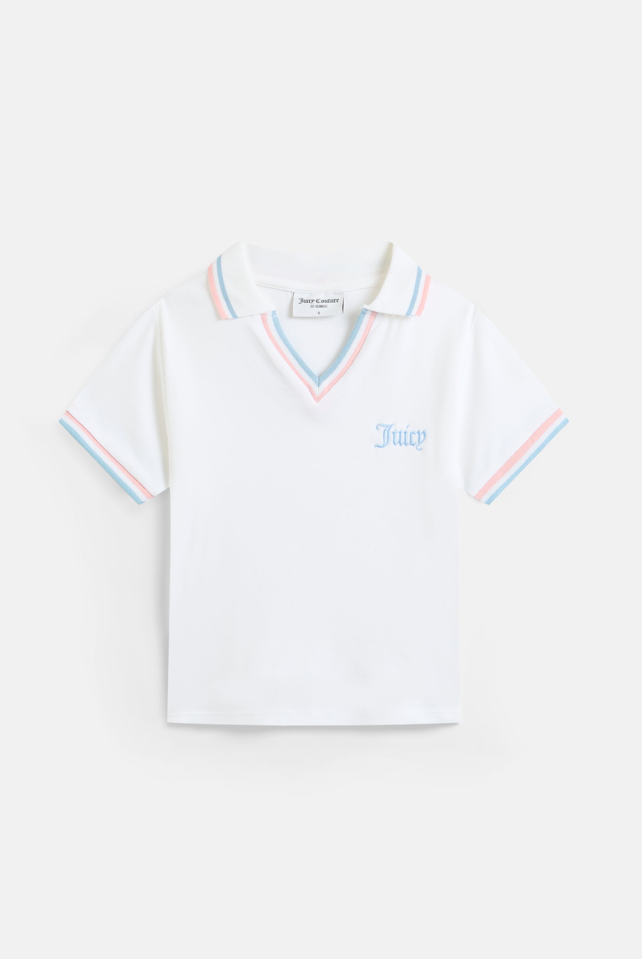 WHITE JERSEY STRIPED TIPPED POLO SHIRT – White