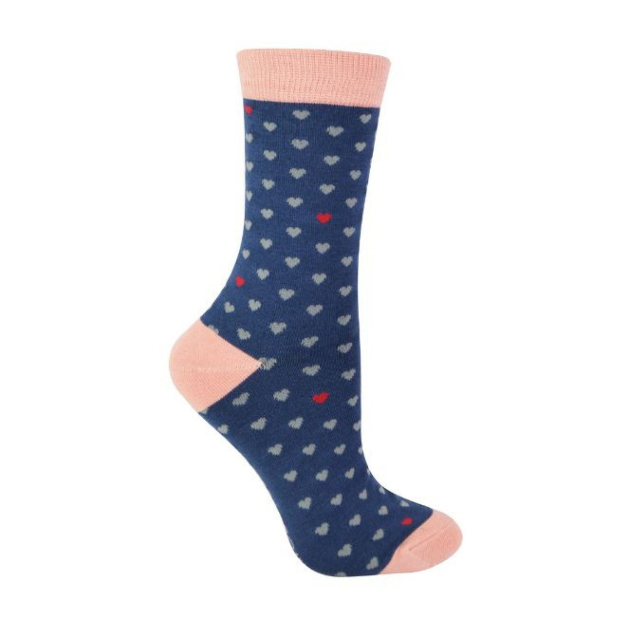 Pack Ladies Novelty Navy Heart Bamboo Socks Pack Ladies Novelty Navy Heart Bamboo Socks