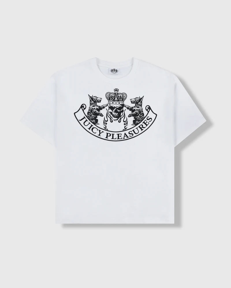 ‘Juicy by PLEASURES’ WHITE SKULL CREST SHIRT – M White