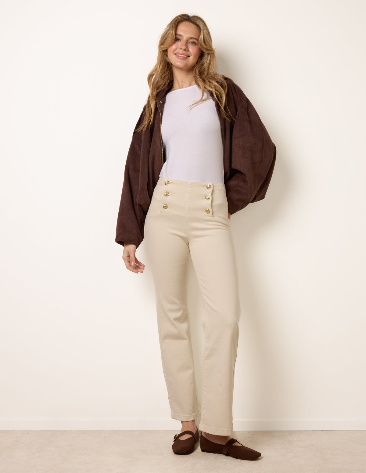Triple Button Front Jeans – CREAM Triple Button Front Jeans – CREAM