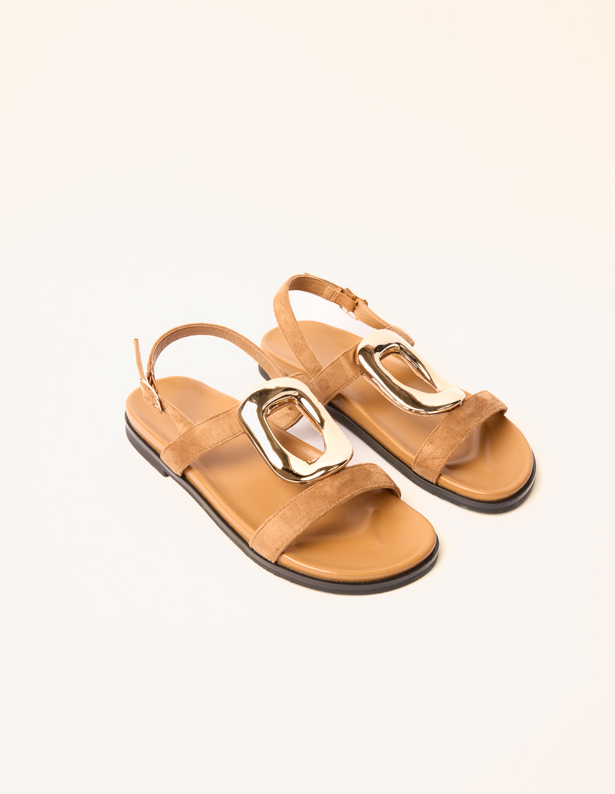 Gold Buckle Flat Sandals – CAMEL Gold Buckle Flat Sandals – CAMEL