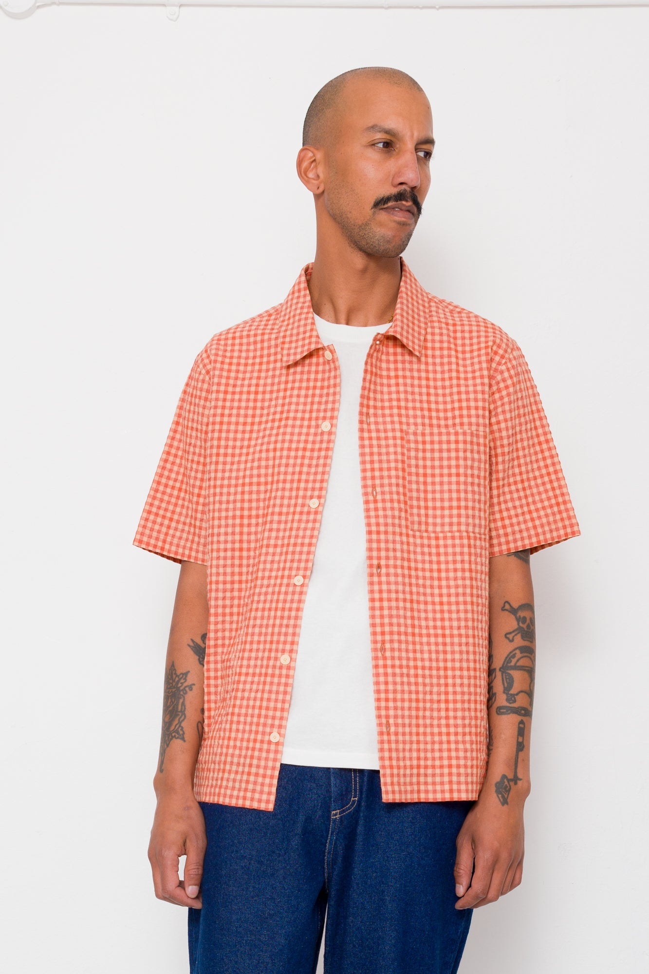 Gabe Shirt – Red Oxide Textured Check Gabe Shirt – Red Oxide Textured Check