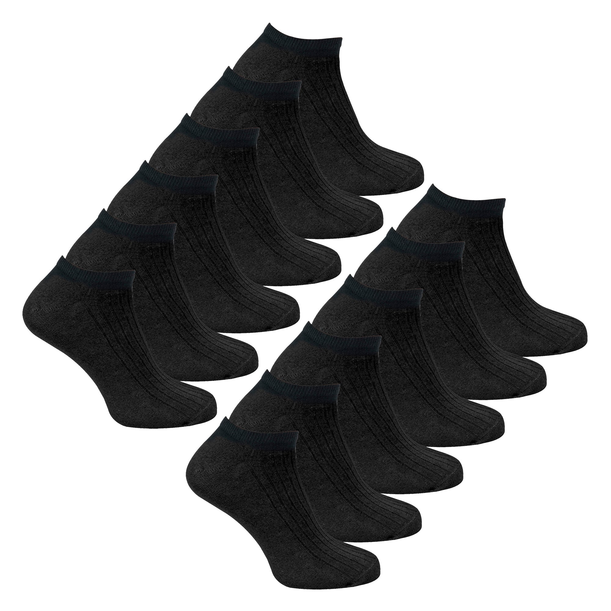 Pack Mens % Cotton Trainer Socks – – Black Pack Mens % Cotton Trainer Socks – – Black