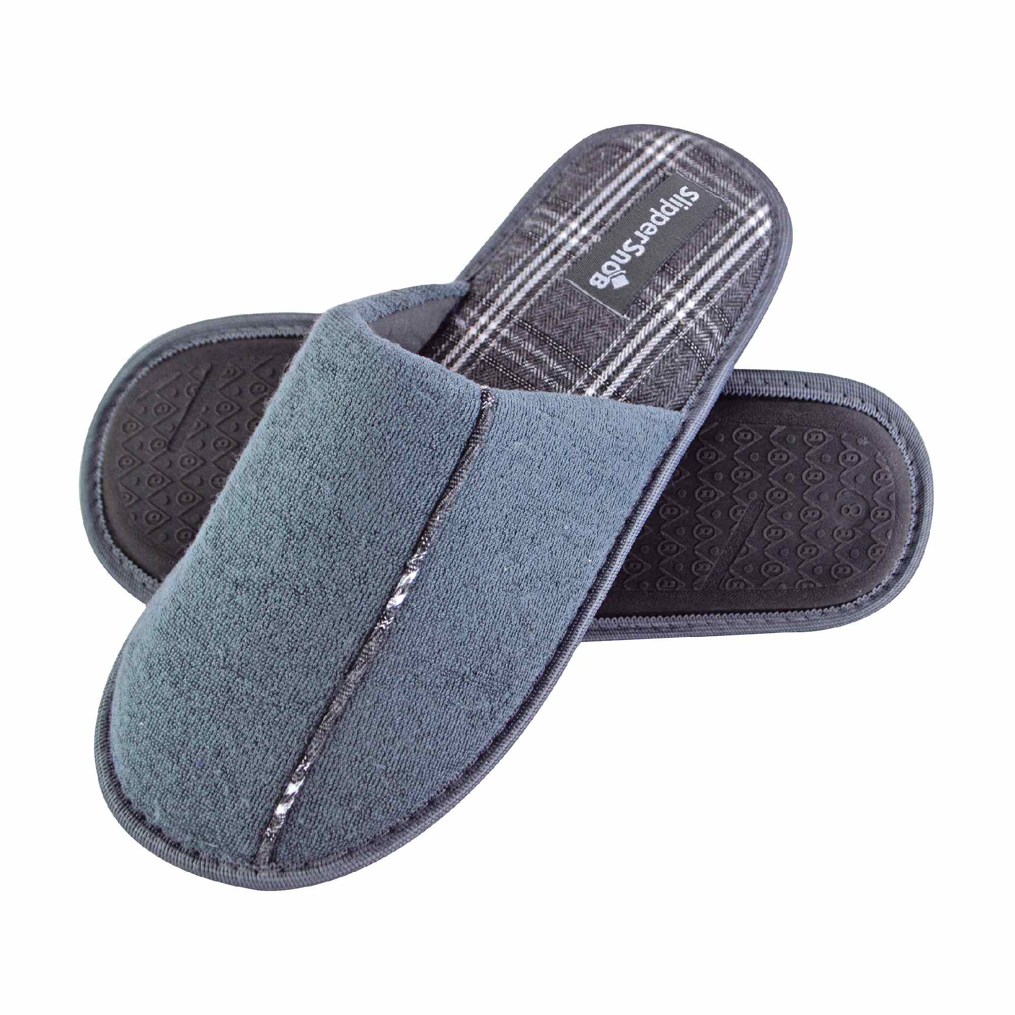 Mens Slip On Style Wide Back Mule Slippers Sizes – Grey Mens Slip On Style Wide Back Mule Slippers Sizes – Grey