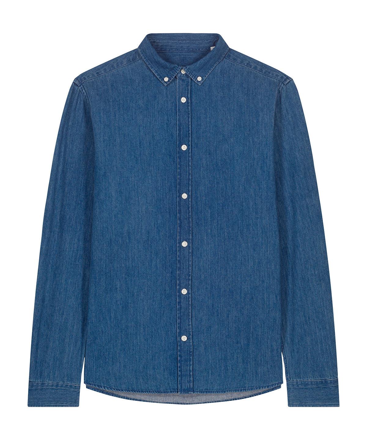 Organic Cotton Long Sleeve Denim Shirt: Mens – S Mid Wash Organic Cotton Long Sleeve Denim Shirt: Mens – S Mid Wash