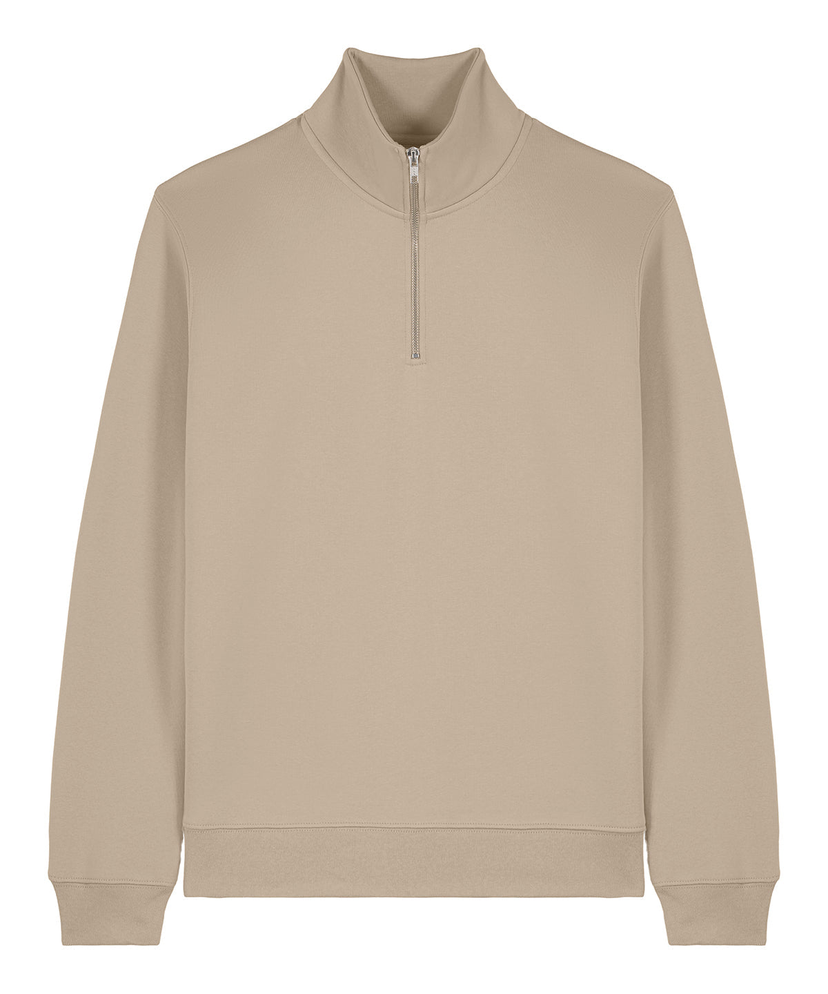 Organic Zip Neck Sweatshirt: Unisex – Desert Dust Organic Zip Neck Sweatshirt: Unisex – Desert Dust