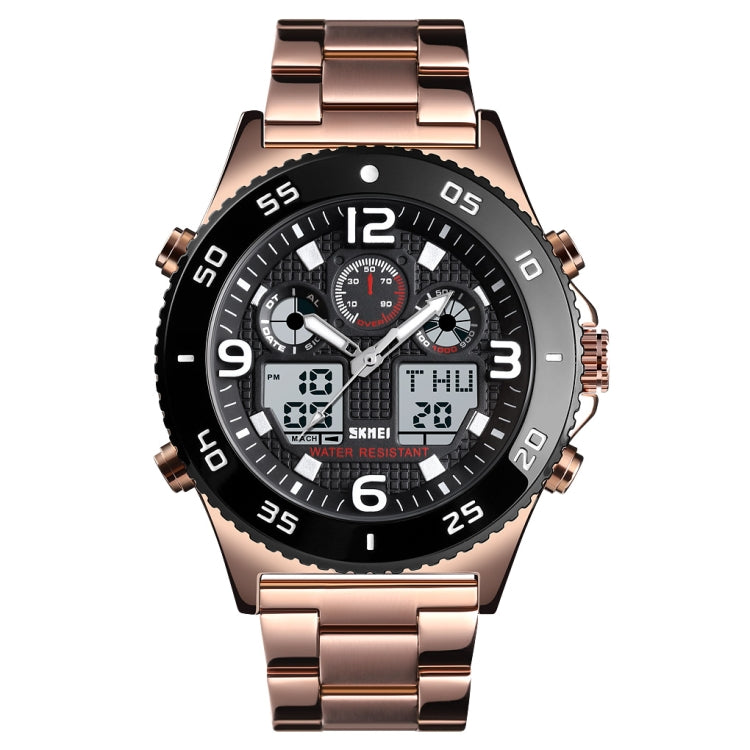 SKMEI Multi-Function Time Large Dial Steel Belt Men Casual Sports Electronic Watch – Rose Gold SKMEI Multi-Function Time Large Dial Steel Belt Men Casual Sports Electronic Watch – Rose Gold