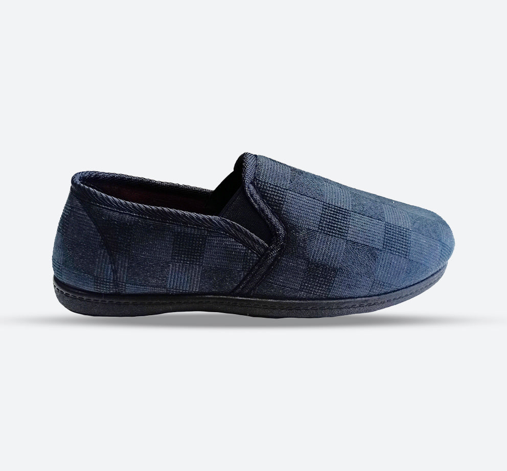 Mens Sleephhh Wide Fit Slip On House Slippers, Navy Check E Mens Sleephhh Wide Fit Slip On House Slippers, Navy Check E