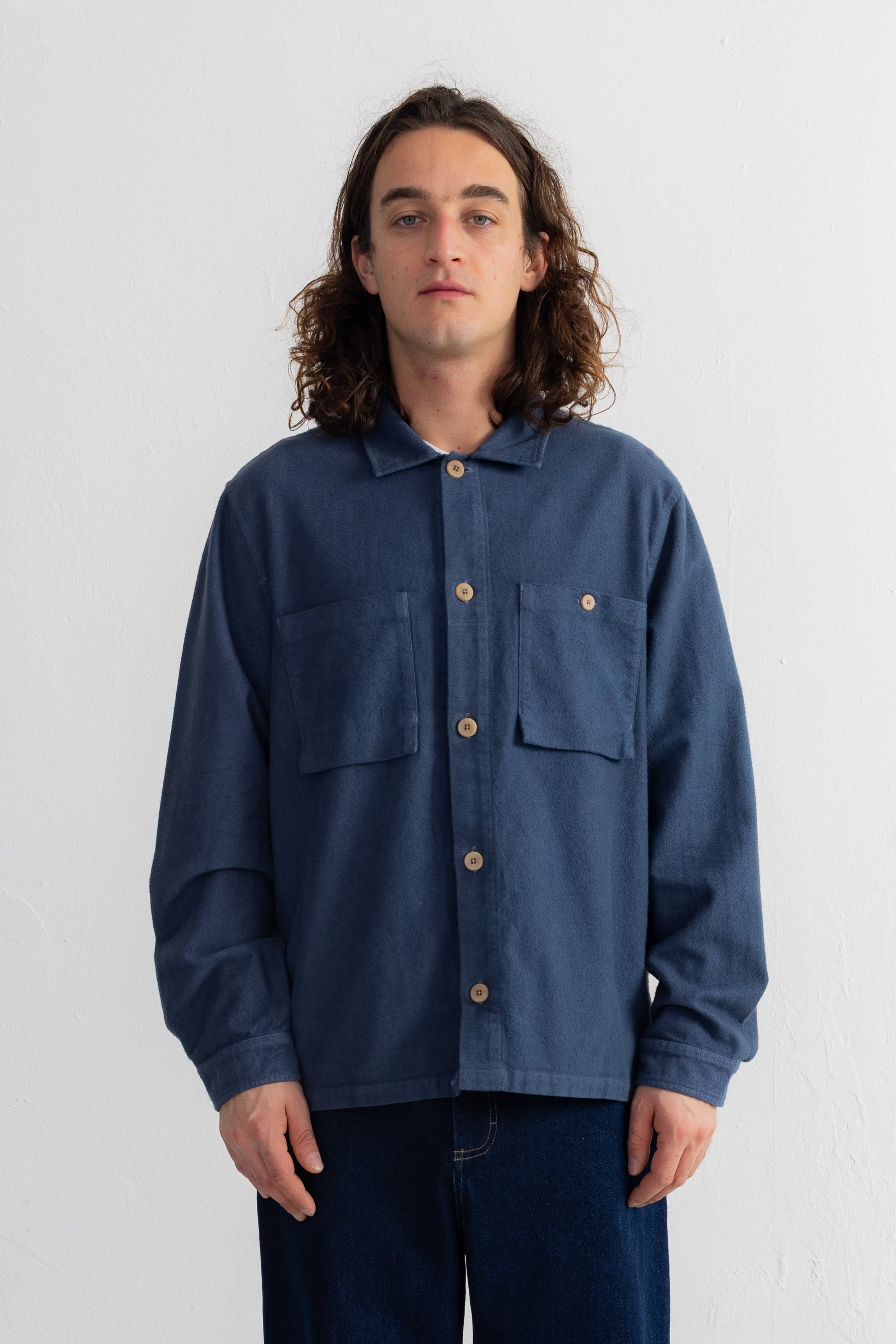 Patch Overshirt – Steel Blue Moleskin Patch Overshirt – Steel Blue Moleskin