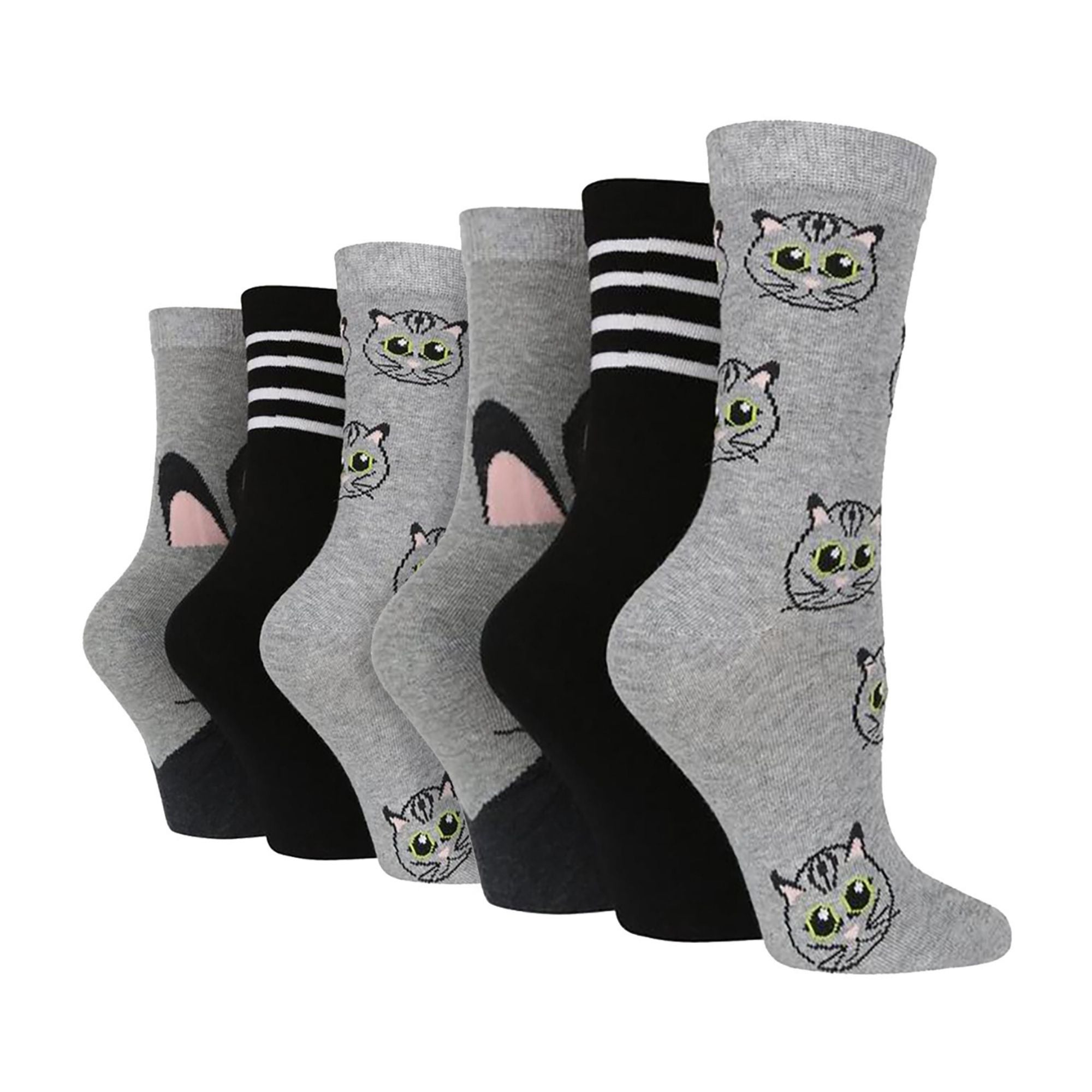 Pairs Ladies Multipack of Fun Design Socks with Novelty Animal Patterns – – Cats Pairs Ladies Multipack of Fun Design Socks with Novelty Animal Patterns – – Cats