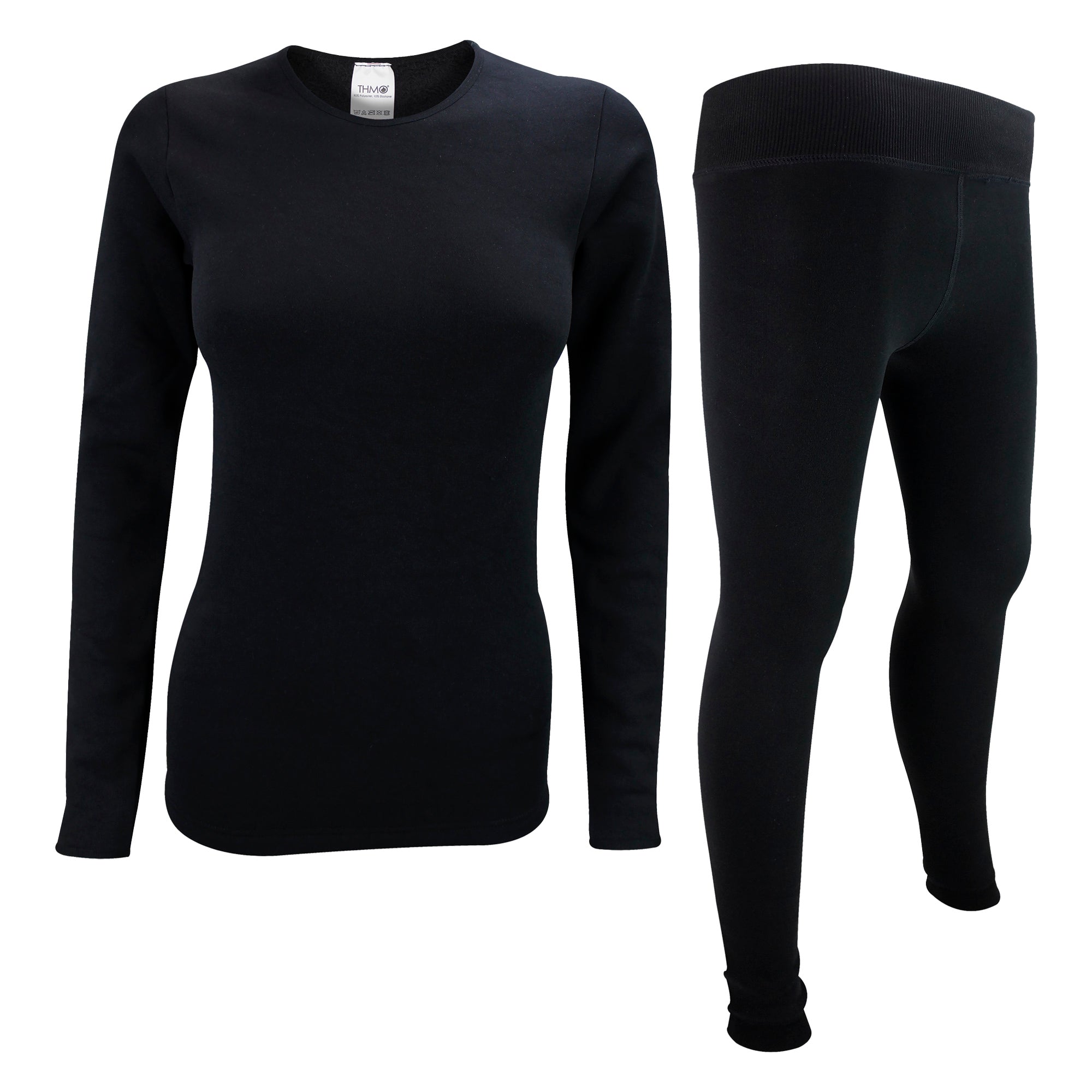 Ladies Long Sleeve Thermal Top & Thermal Leggings for Winter – M-L Black Ladies Long Sleeve Thermal Top & Thermal Leggings for Winter – M-L Black
