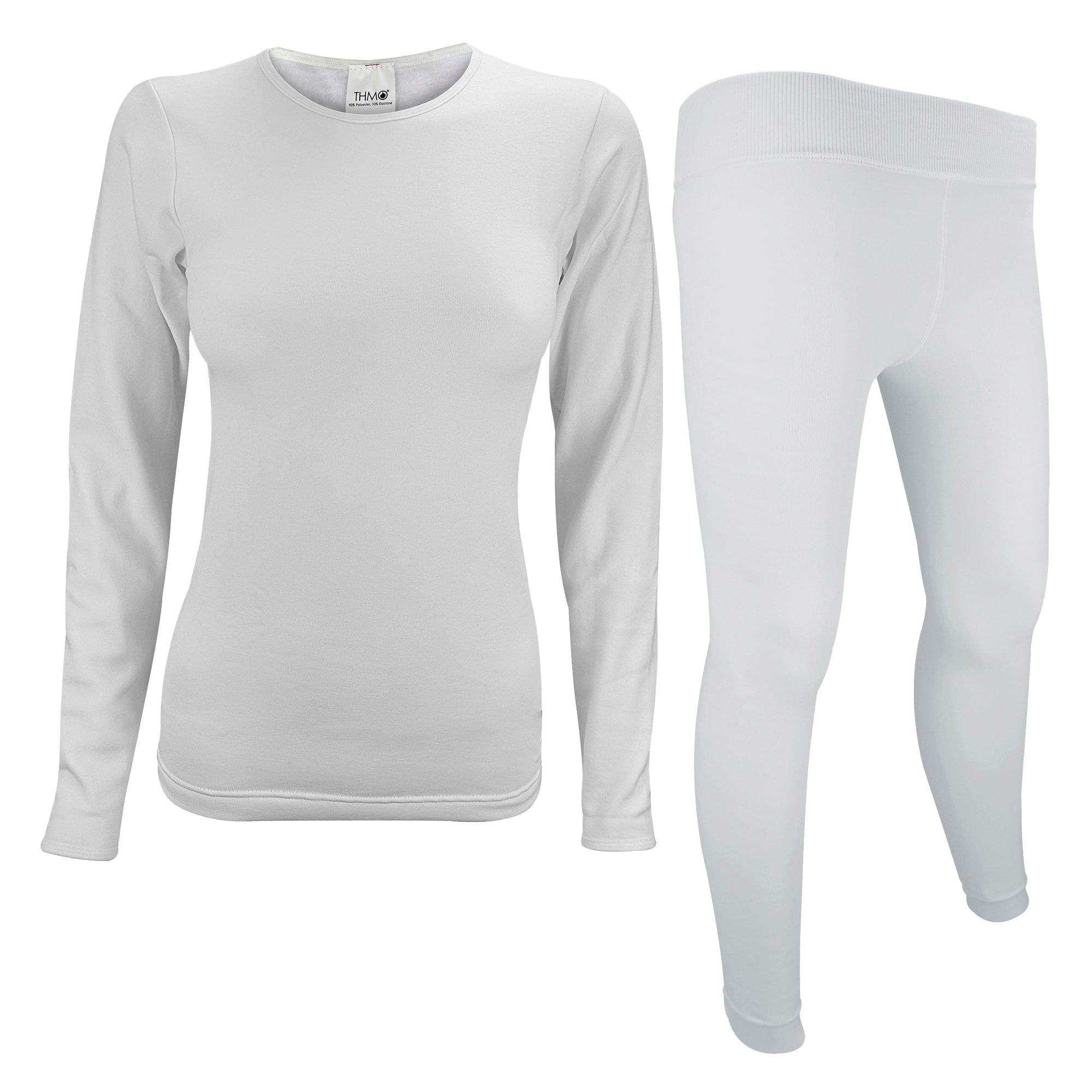 Ladies Long Sleeve Thermal Top & Thermal Leggings for Winter – M-L White Ladies Long Sleeve Thermal Top & Thermal Leggings for Winter – M-L White