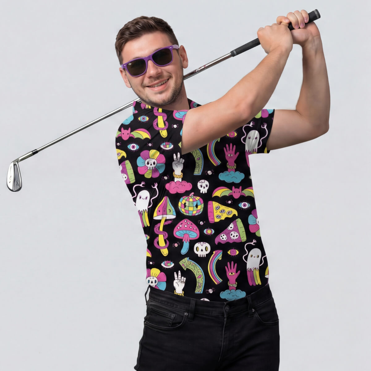 Fungi On The Front Nine Golf Polo Shirt Fungi On The Front Nine Golf Polo Shirt