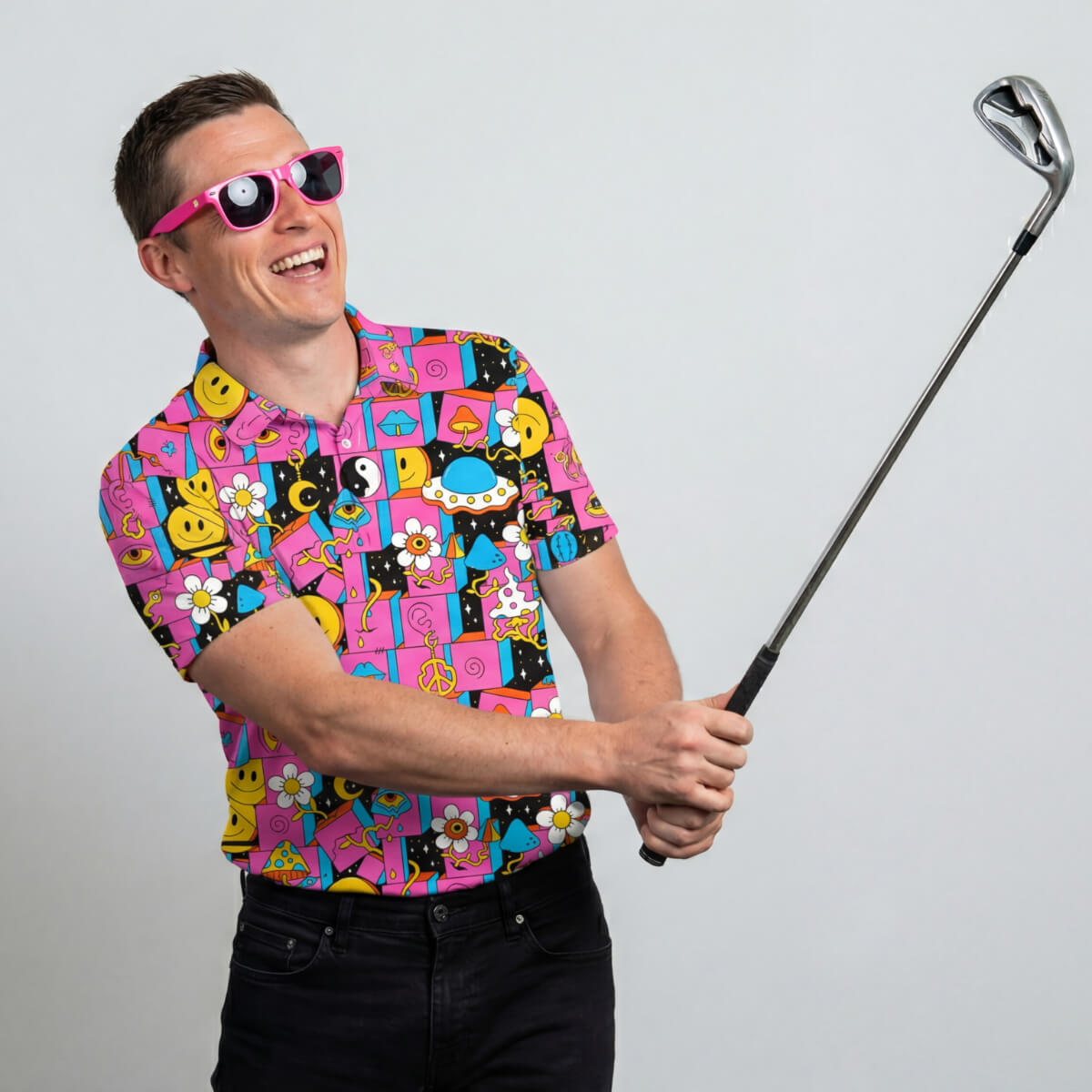 Trippy Space Golf Polo Shirt – Trippy Space Golf Polo Shirt –