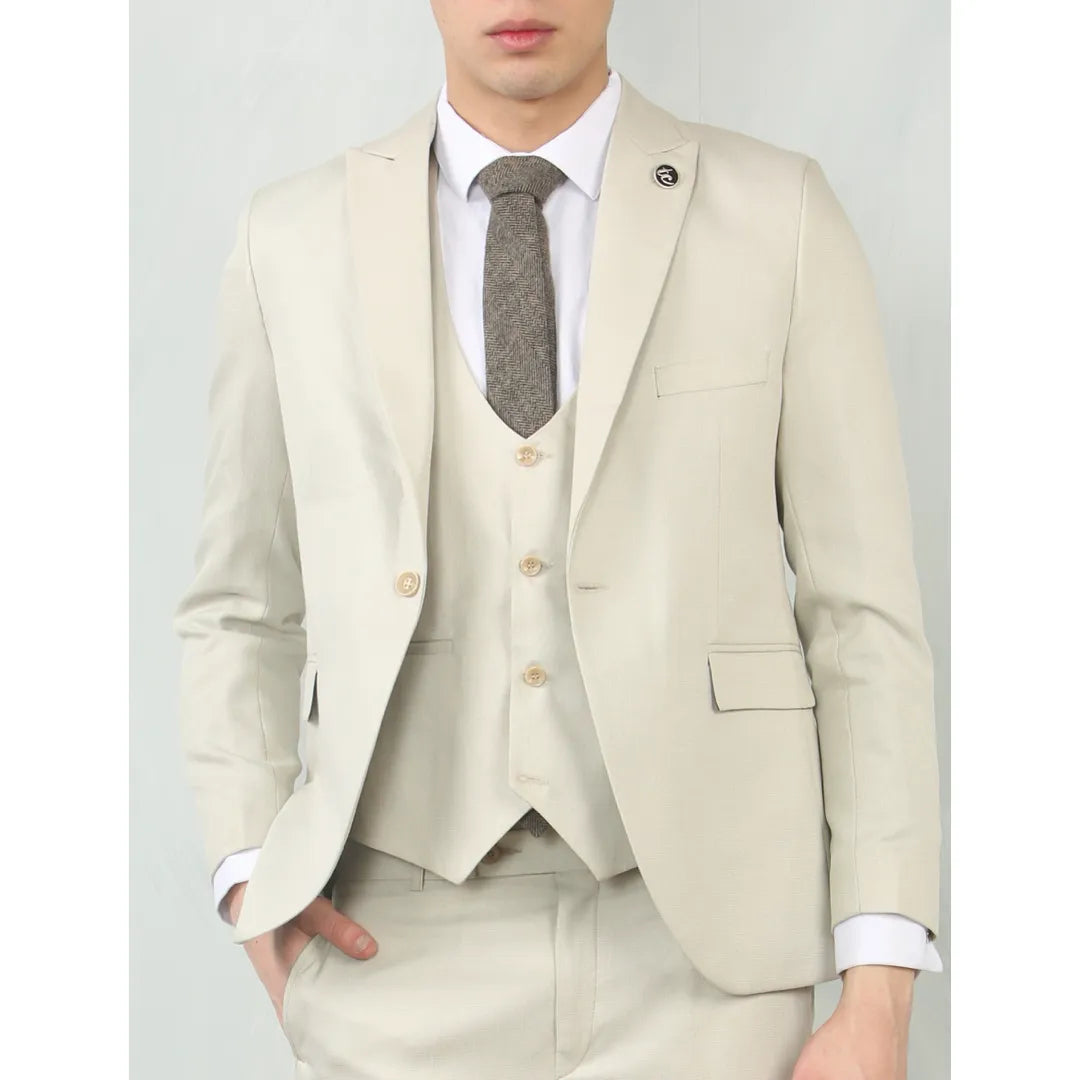 IM – Men’s Cream Tailored Fit Wedding Piece Suit – ” Jacket ” Trousers IM – Men’s Cream Tailored Fit Wedding Piece Suit – ” Jacket ” Trousers
