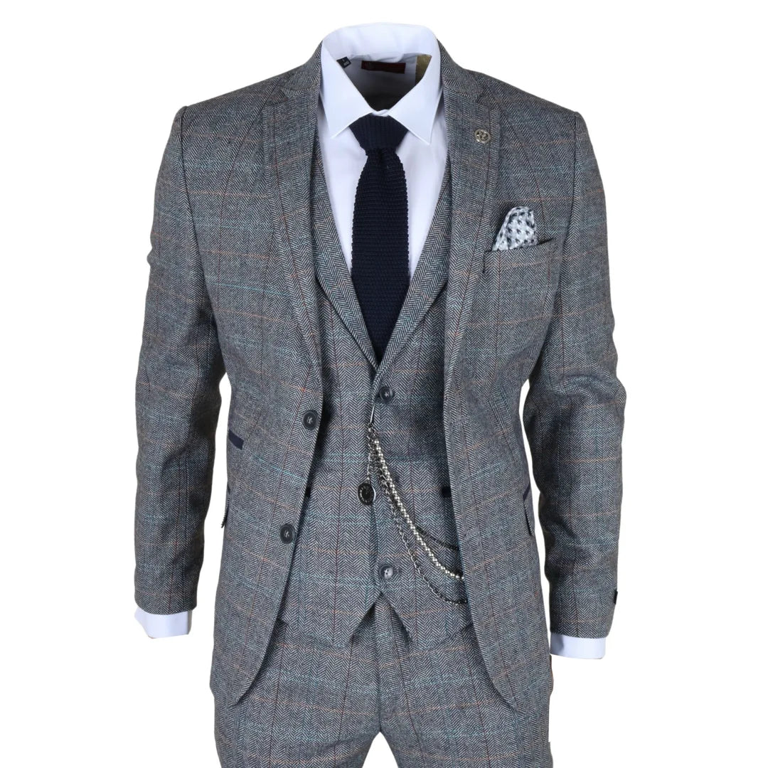 STZ – Men’s Piece Suit Wool Tweed Light Blue Grey Check – ” Jacket ” Trousers STZ – Men’s Piece Suit Wool Tweed Light Blue Grey Check – ” Jacket ” Trousers