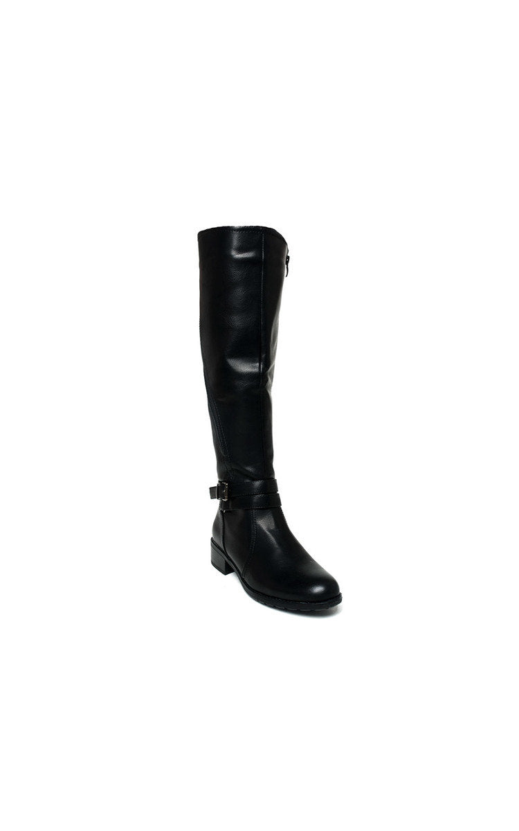 Faux Leather Buckle Knee High Boots Faux Leather Buckle Knee High Boots
